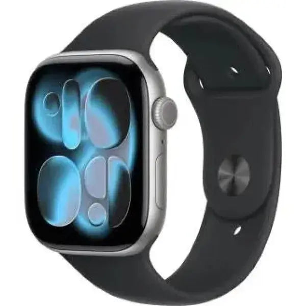Apple Watch con display touchscreen e cinturino nero elegante per un uso quotidiano