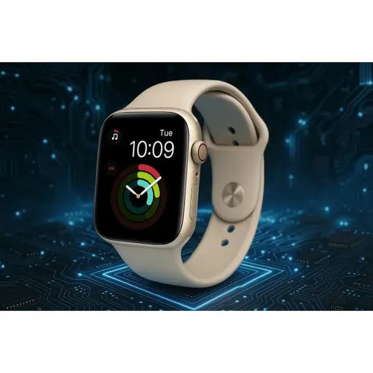 Apple Watch SE 3 con cassa in alluminio e cinturino bianco, ideale per fitness e notifiche smart