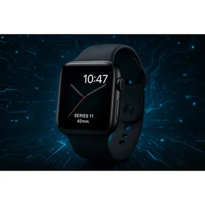 Apple Watch Serie 11 con schermo elegante e cinturino nero da 42mm per monitoraggio fitness