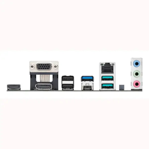 Pannello I O posteriore scheda madre ASUS con porte VGA HDMI USB C Ethernet e jack audio
