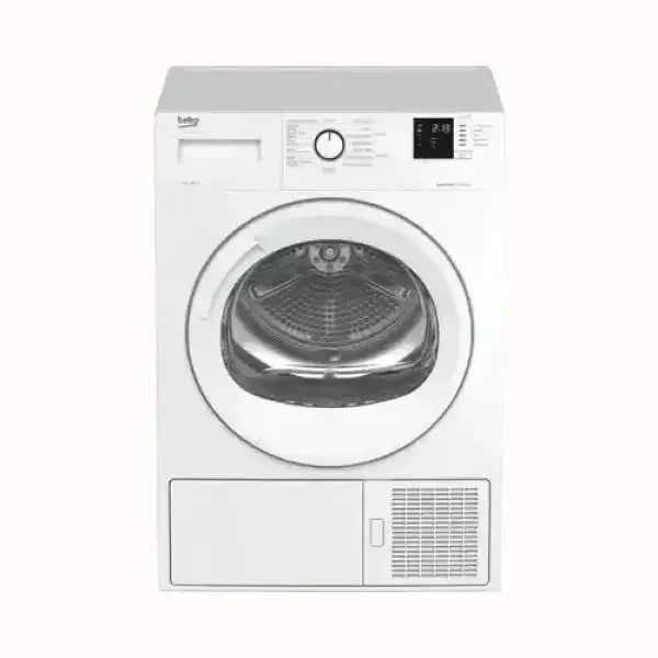 Asciugatrice BEKO bianca con oblò trasparente e pannello digitale per impostazioni