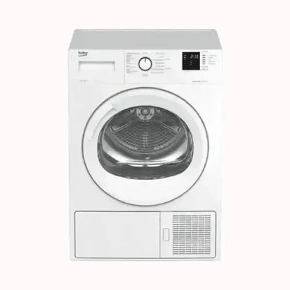 Asciugatrice BEKO bianca con oblò trasparente e pannello digitale per impostazioni