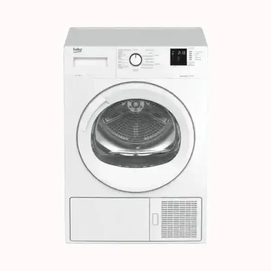 Asciugatrice BEKO bianca con oblò trasparente e pannello digitale per impostazioni
