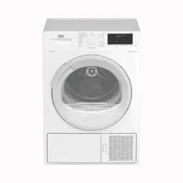 Asciugatrice BEKO bianca con sportello trasparente e display digitale moderno