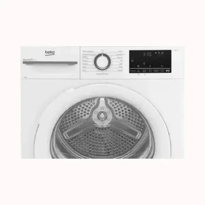 Asciugatrice BEKO bianca con pannello di controllo digitale e apertura frontale per asciugatura efficiente