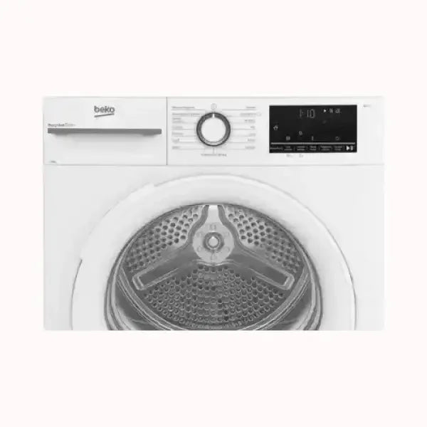 Asciugatrice Beko bianca a libera installazione con porta trasparente e pannello di controllo digitale