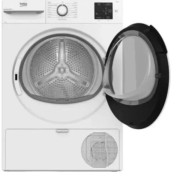 Asciugatrice Beko con porta aperta e design moderno per una facile asciugatura dei vestiti