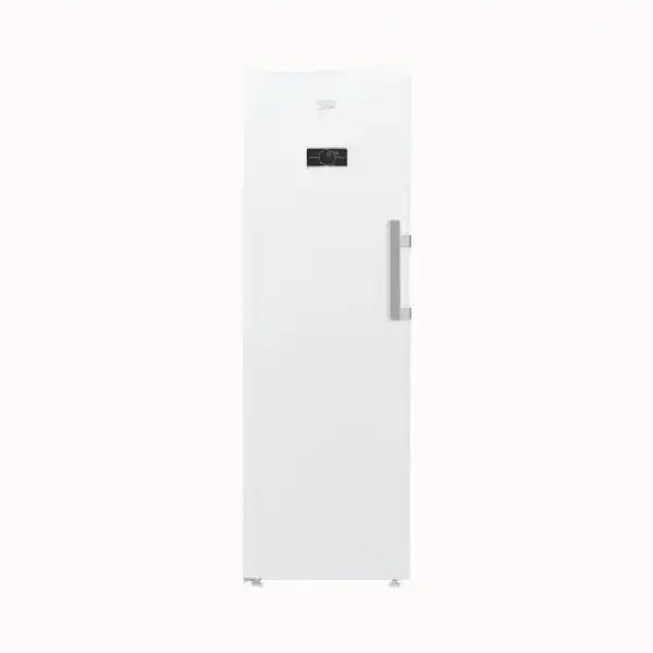 Beko congelatore verticale bianco con pannello di controllo digitale e maniglia metallica