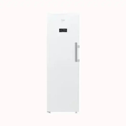 Beko congelatore verticale bianco con pannello di controllo digitale e maniglia metallica