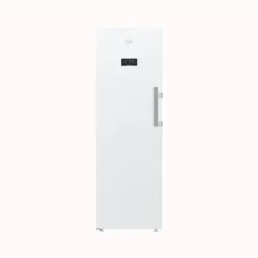 Beko congelatore verticale bianco con pannello di controllo digitale e maniglia metallica