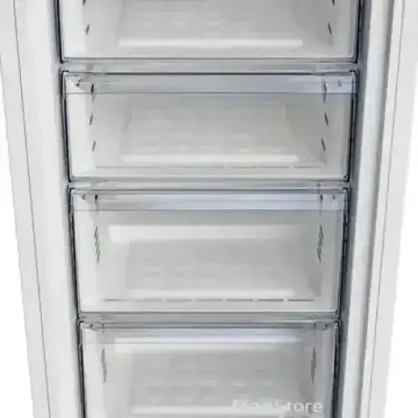 BEKO congelatore verticale bianco con quattro cassetti trasparenti per conservazione alimenti