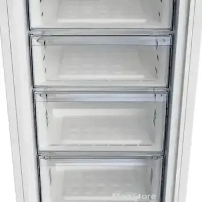 BEKO congelatore verticale bianco con quattro cassetti trasparenti per conservazione alimenti