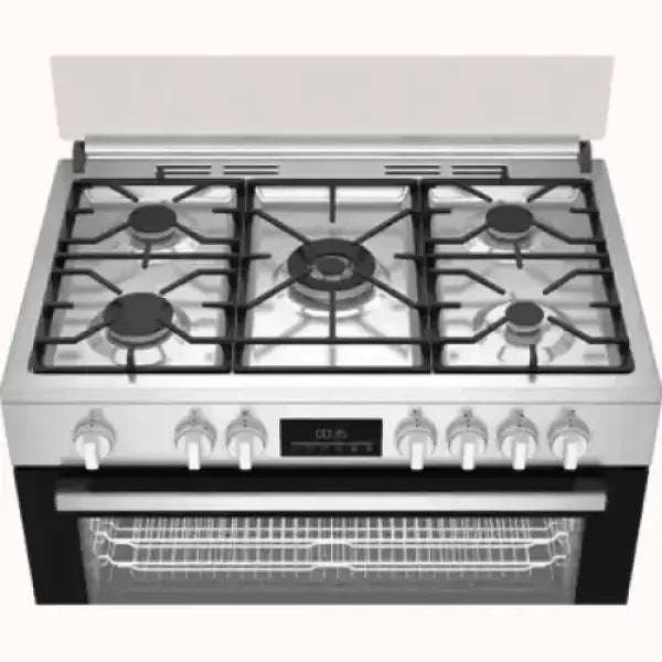 Cucina BEKO a gas in acciaio inox con cinque fuochi e forno ventilato