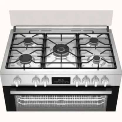 Cucina BEKO a gas in acciaio inox con cinque fuochi e forno ventilato