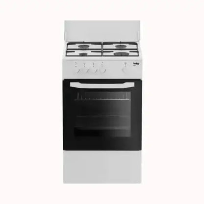 Cucina BEKO con forno e piano cottura a gas con quattro fuochi colore bianco e nero
