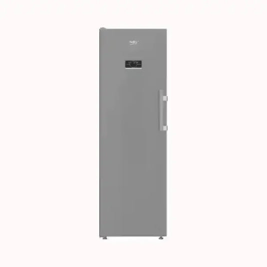 Congelatore verticale BEKO grigio con display digitale e maniglia laterale ergonomica