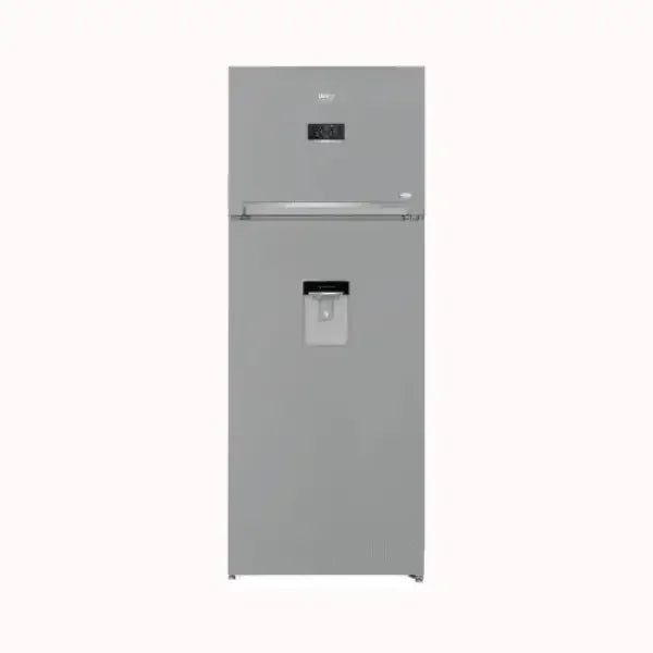 Frigorifero BEKO grigio con congelatore superiore e dispenser acqua integrato