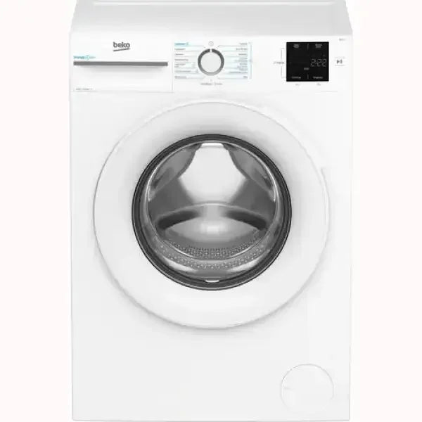 Lavatrice Beko bianca a carica frontale con display digitale e selettore di programmi