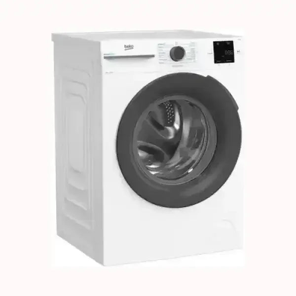 LAVATRICE Beko frontale bianca con oblò nero e pannello di controllo digitale