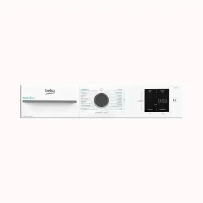 Pannello di controllo bianco di lavatrice Beko con manopola centrale e display digitale