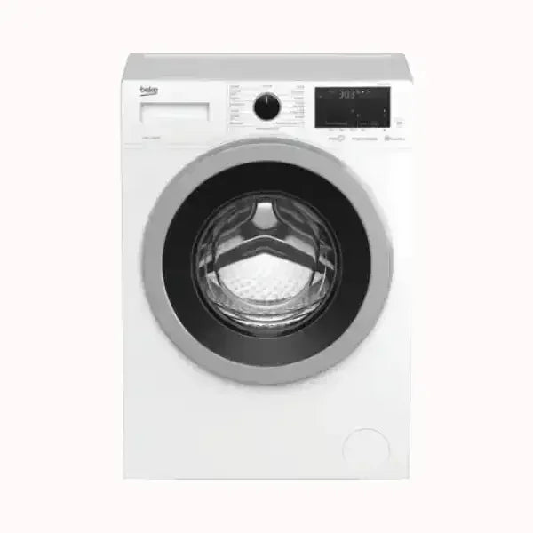 Beko lavatrice a carica frontale bianca con oblò trasparente e pannello di controllo digitale