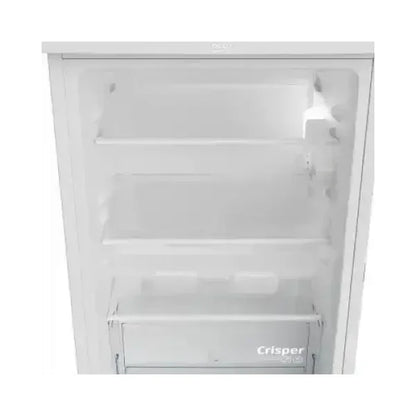 Interno del Beko mini frigo con ripiani trasparenti e cassetto Crisper per alimenti freschi