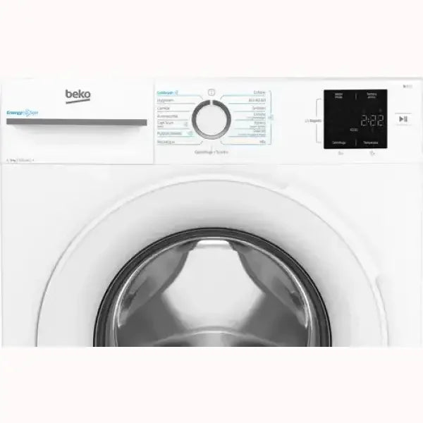 Lavatrici Beko bianca con selettore programmi e display digitale nero