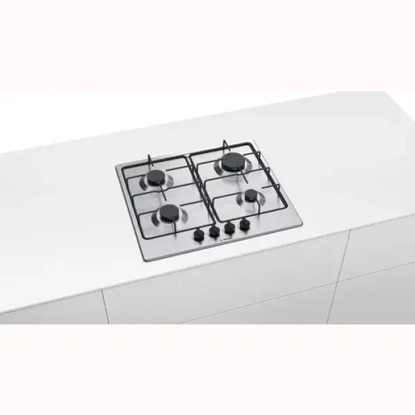 Piano cottura Bosch BOSCH PGP6B5B86 in acciaio inox con 4 fuochi e manopole frontali
