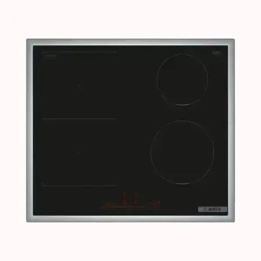 Piano cottura BOSCH in vetroceramica nero con cornice in acciaio inox e comandi touch