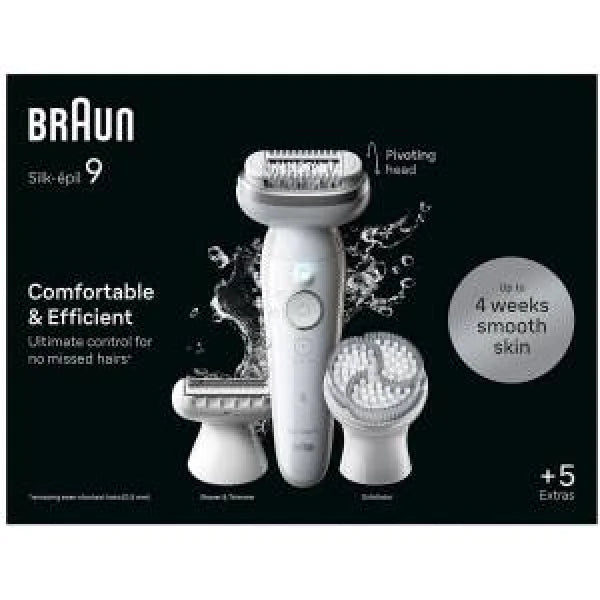 Depilatore Braun Silk-épil 9 con testina pivotante e accessori per pelle liscia fino a 4 settimane
