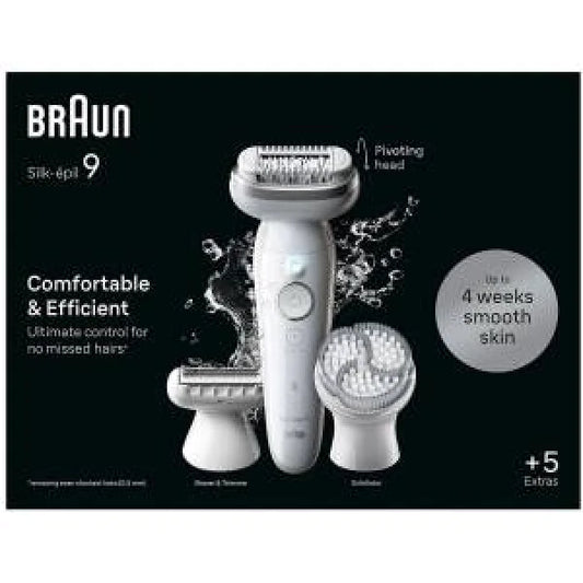 Depilatore Braun Silk-épil 9 con testina pivotante e accessori per pelle liscia fino a 4 settimane
