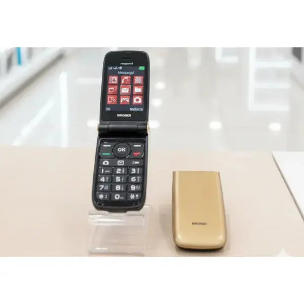 Cellulare Brondi Magnum 4 Gold aperto con tasti grandi e visibili per anziani