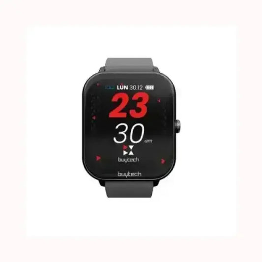 Smartwatch BUYTECH con display digitale quadrato e cinturino nero moderno
