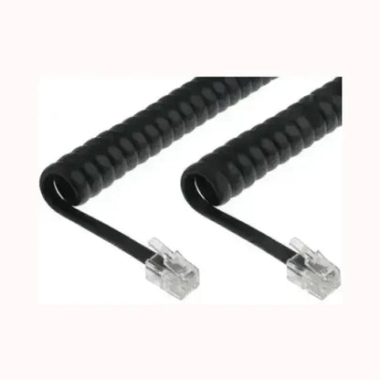 Cavo telefonico Intellinet nero a spirale con connettori trasparenti RJ11 per telefoni fissi
