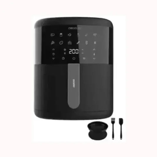 Friggitrice ad aria nera Cecotec con display digitale e accessori per cucina