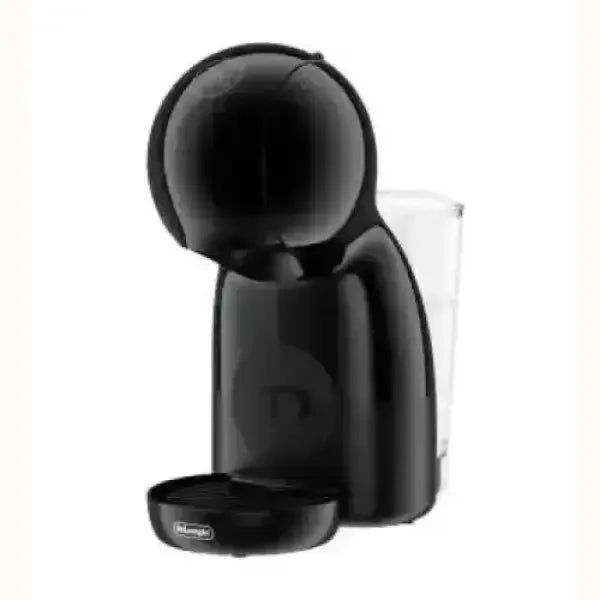 Macchina da caffè DeLonghi nera compatta con serbatoio acqua trasparente