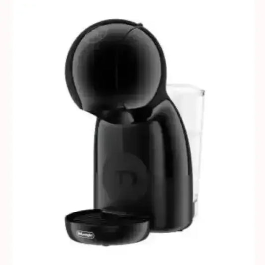 Macchina da caffè DeLonghi nera compatta con serbatoio acqua trasparente