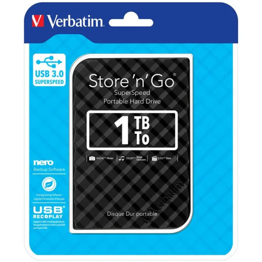 Disco Esterno VERBATIM HDD 2,5" 1TB USB 3.0 - Nero Dischi rigidi