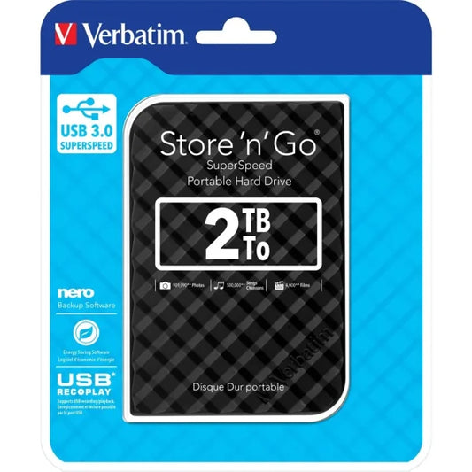 Disco Rigido Esterno VERBATIM 2TB USB 3.0 Nero Dischi rigidi