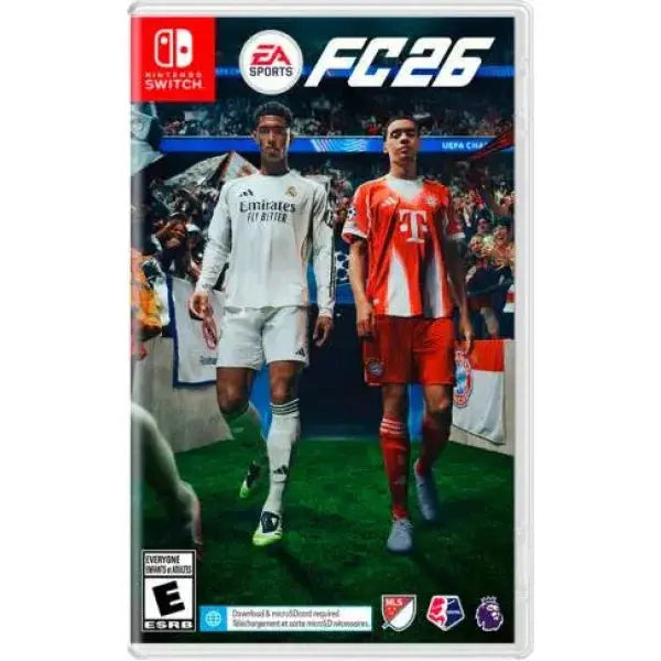 EA Sports FC 26 per Nintendo Switch con copertina che mostra due giocatori in divise da calcio