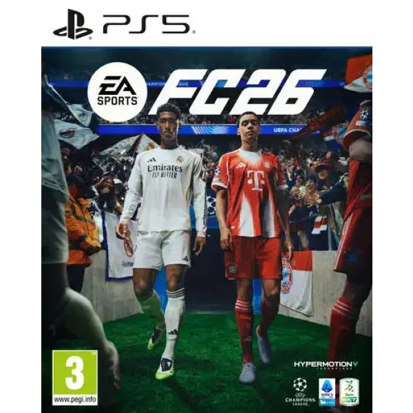 Copertina del gioco EA Sports FC 26 per PlayStation 5 con giocatori in uniforme sportiva