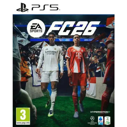 Copertina del gioco EA Sports FC 26 per PlayStation 5 con giocatori in uniforme sportiva