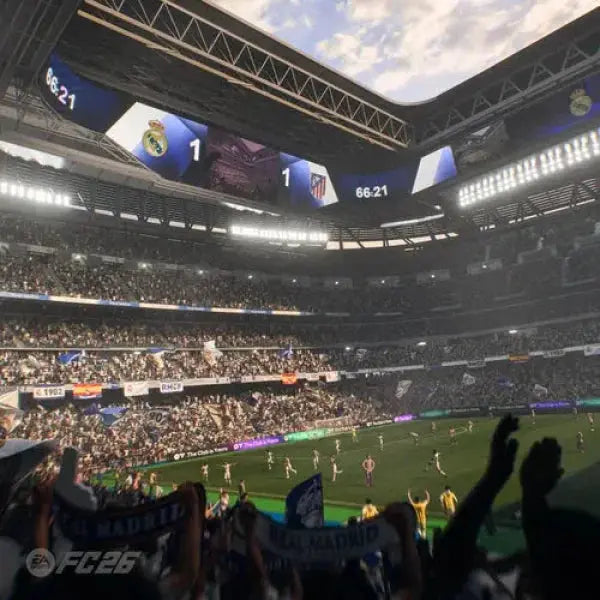 EA XBOX video game screenshot showing a packed stadium during a football match