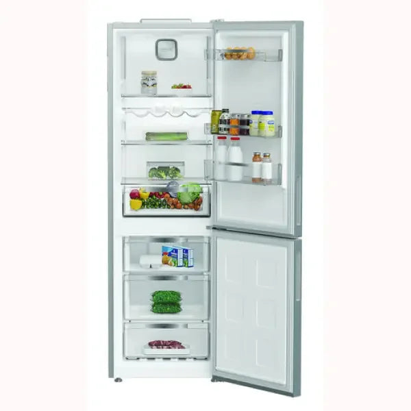 Frigo combinato Hotpoint bianco con doppia porta e ripiani regolabili per conservare alimenti freschi