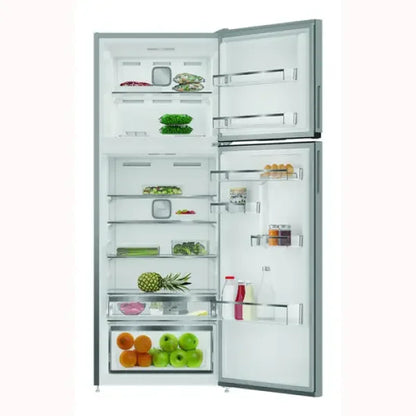 Frigorifero Hotpoint bianco con congelatore superiore e ripiani regolabili interni