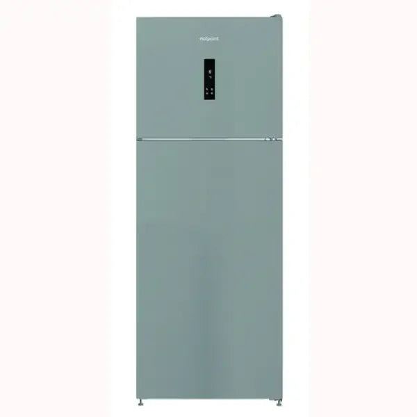 Frigorifero Hotpoint grigio con doppia porta e pannello di controllo digitale frontale
