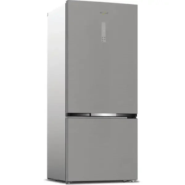 Frigorifero Whirlpool a doppia porta in acciaio inox con design moderno e display digitale