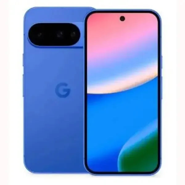 Google Pixel 10 smartphone in blue with a stunning display and dual rear cameras