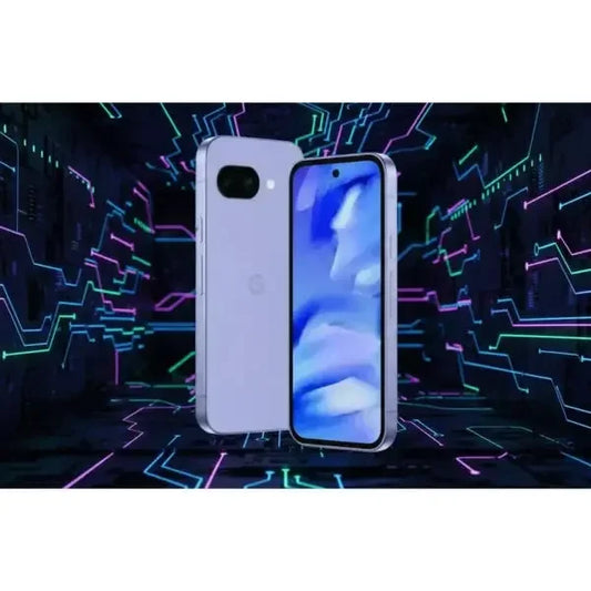 Smartphone Google Pixel 9a in colore viola con schermo grande e design moderno