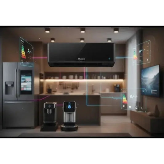 Condizionatore Hisense con funzioni intelligenti e design moderno in un ambiente arredato